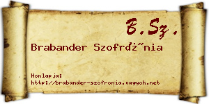 Brabander Szofrónia névjegykártya